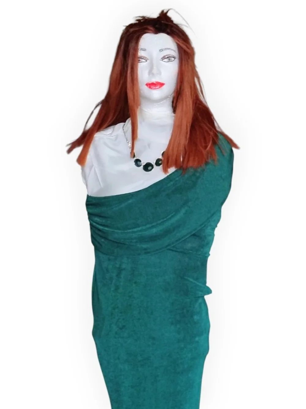 One-Shoulder Teal Evening Dress for Women - Picture 3 of 13